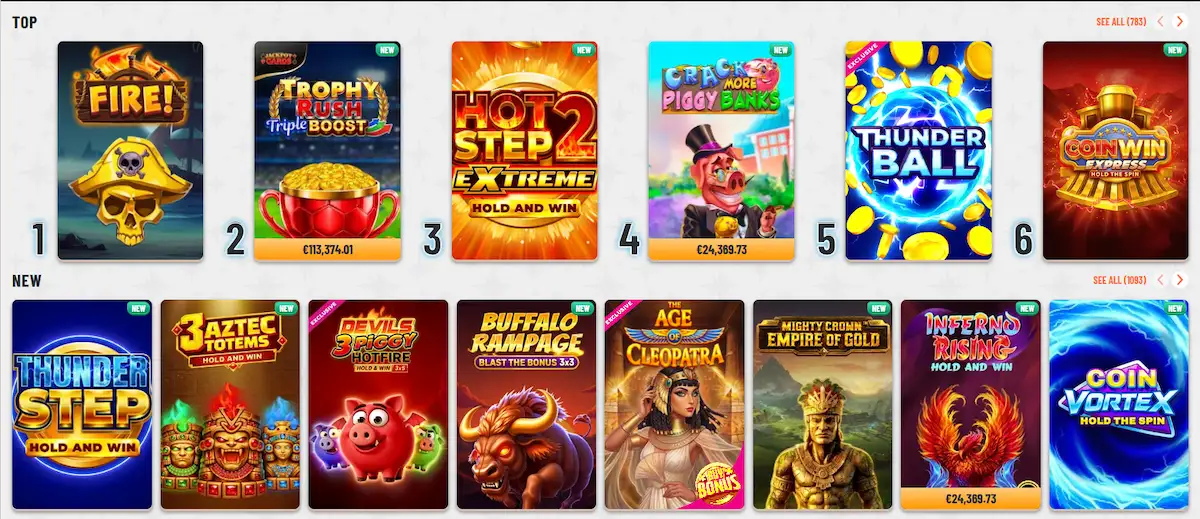 Top and new online pokies available in the Wyns Casino games lobby